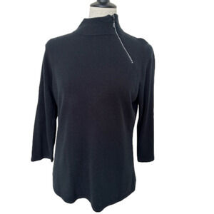 Luxe 360 Lightweight Sweater with Rhinestone Zipper 3/4 Sleeve